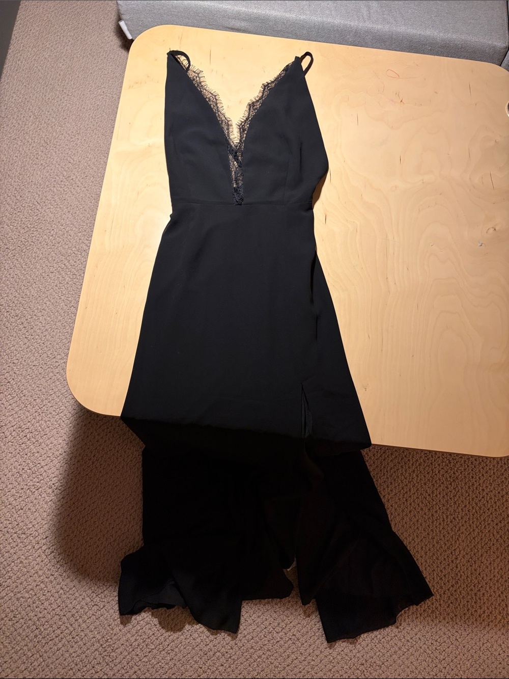 Toni Black Lace-Trim Slip Dress